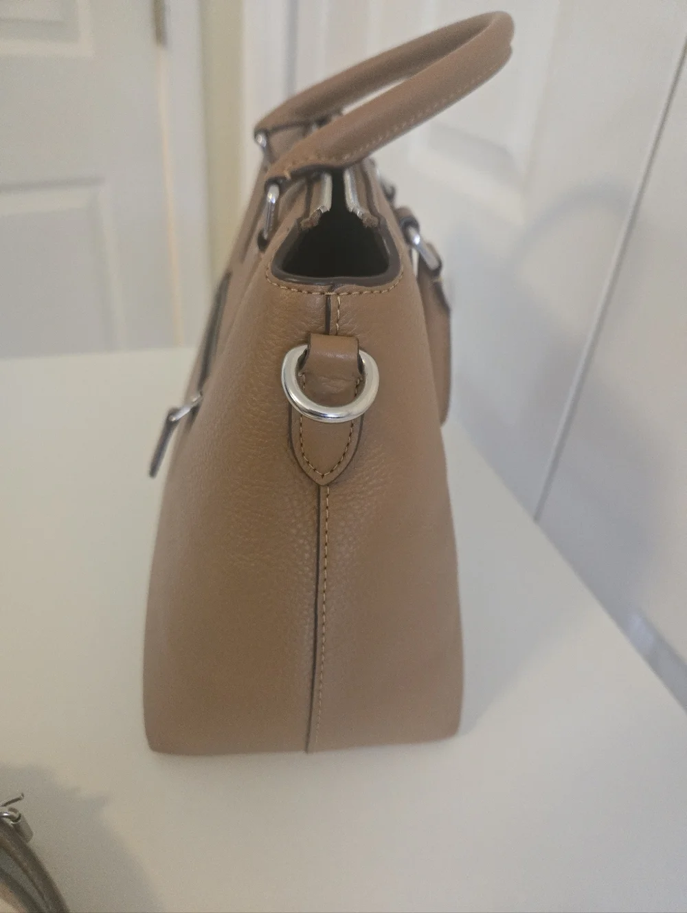 Coach Tan Pebbled Leather GEORGIA Satchel with Detachable Strap - Picture 5 of 15